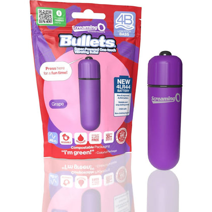 Screaming O 4B Bullet Vibrator - Grape: Powerful 5-Speed Waterproof Wireless Stimulation for Adults, Child-Safe, Environmentally Friendly