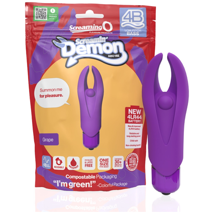 True Silicone® & ABS Screaming O 4B Demon Mini Vibe - Model 4B, Intense Grape Clitoral Stimulator for Her