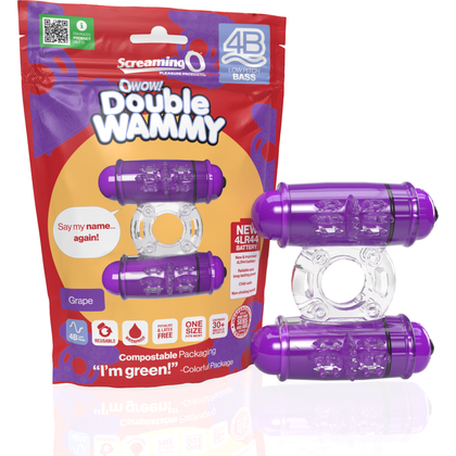 Screaming O 4B Double Wammy Vibrating Ring for Couples - Grape: The Ultimate Dual-Action Pleasure Enhancer for Him and Her