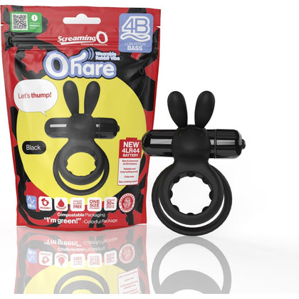 Screaming O 4B Ohare Wearable Rabbit Ring - Model 4BHAR-BL - Unisex Dual Pleasure Black
