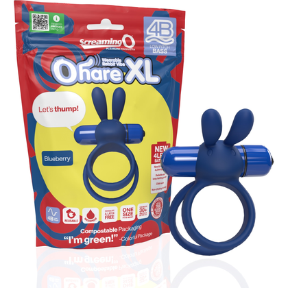 Screaming O Luxe Silicone Vibrating Cock Ring - 4B Ohare XL Blueberry Men's Clitoral Stimulator