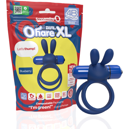 Screaming O Luxe Silicone Vibrating Cock Ring - 4B Ohare XL Blueberry Men's Clitoral Stimulator - Adult Naughty Store