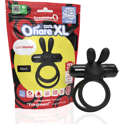 Introducing the Luxe Silicone Rabbit Vibrating Cock Ring - 4B Ohare XL Black for Men - The Supreme Pleasure Masterpiece for Targeted Stimulation and Comfort-Fit Sensations - Adult Naughty Store