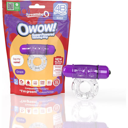 Screaming O 4B Owow Vibrating Cock Ring for Unisex Genital Pleasure in Grape - Child Safe & Eco-Friendly