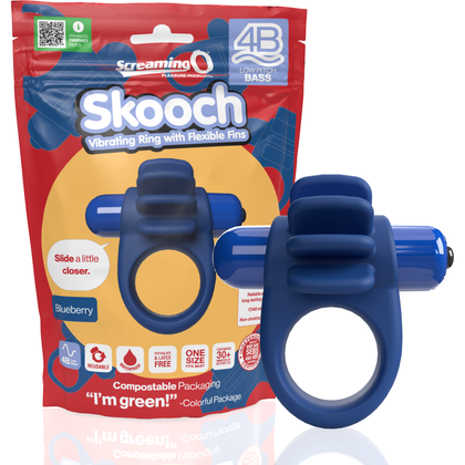 Experience Unparalleled Pleasure with the 4B Skooch Blueberry Vibrating Cock Ring for Couples - Model 4B, Designed for Intimate Sensations for Him and Her