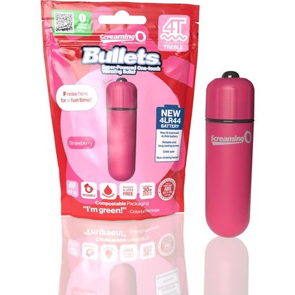 Screaming O 4T Strawberry Bullet Vibrator - Model 4TBUL-ST - Unisex Clitoral Stimulator - Deep Pink
