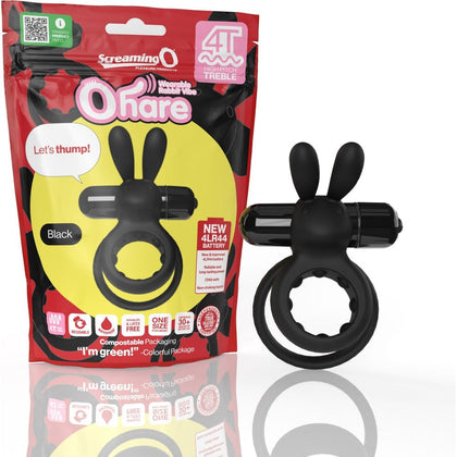 Screaming O 4T Ohare Wearable Rabbit Ring - 4THAR-BL - Unisex Dual Pleasure Stimulator - Black