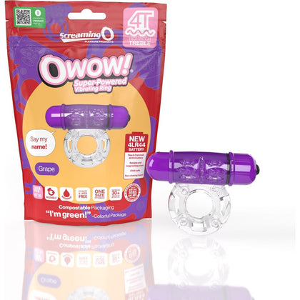 Screaming O 4T Owow Vibrating Cock Ring - Model: 4TOW-GP - Unisex Perspective Pleasure - Grape