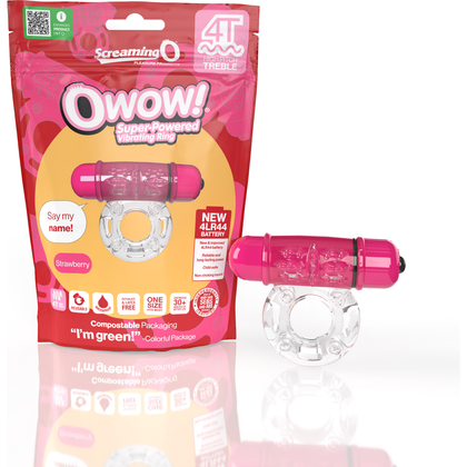 Screaming O 4T OWow Vibrating Cock Ring - Model 4T, Strawberry Red - Adult Naughty Store