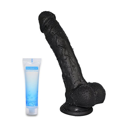 PALOQUETH Realistic Ultra-Soft Dildo For Beginners With Flared Suction Cup Base For Hands-Free Play, Flexible Dildo With Curved Shaft And Balls For Vaginal G-Spot And Anal Play Black 6.7 Inch