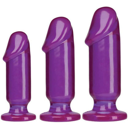 Doc Johnson Crystal Jellies - Starter Kit - For Graduated Anal Training - Ease Your Way Into Backdoor Pleasure - 3 Penis Shaped Plugs - Purple