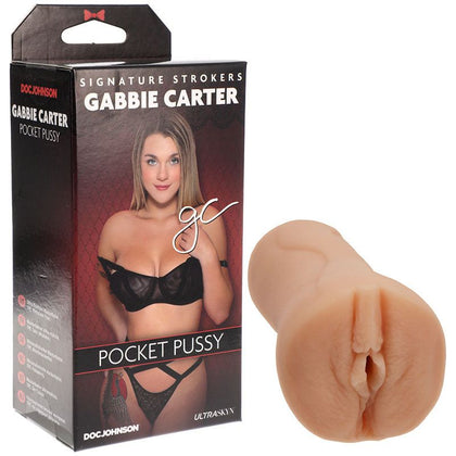 Introducing the Gabbie Carter UltraSkyn Pocket Pussy: A Sensational Handheld Stroker for Men, Designed for Unforgettable Pleasure in a Sleek Ebony Hue
