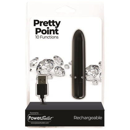 PowerBullet Pretty Point Bullet Vibrator - Model PPB-10 - Women's Clitoral Stimulation - Black