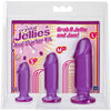 Doc Johnson Crystal Jellies - Starter Kit - For Graduated Anal Training - Ease Your Way Into Backdoor Pleasure - 3 Penis Shaped Plugs - Purple