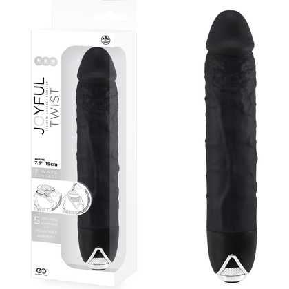 Introducing the Exquisite Pleasures Joyful Twist 7' Silicone Vibrator - Black: A Versatile Delight for Ultimate Bliss - Adult Naughty Store