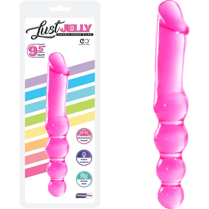Introducing the SensaPleasure Lust Jelly 9.5 Double Dong - Model LJD95-P, a Sensational Pink Pleasure Device for All Genders and Alluring Areas of Pleasure