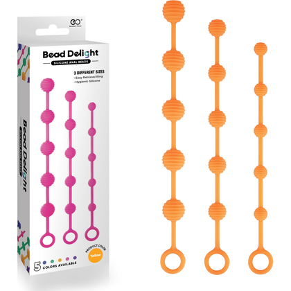 Bead Delight Silicone Anal Bead Kit - Model BD-OR1 - Unleash Sensual Pleasure in Vibrant Orange