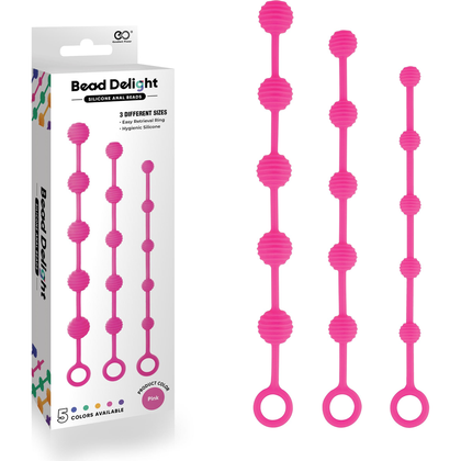 Bead Delight Silicone Anal Bead Kit - Model BD-123 - Unisex Pleasure - Pink