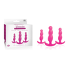 Introducing the Sensual Pleasures X-Combo Silicone Butt Plug 3PC Set in Pink - The Ultimate Pleasure Kit for Beginners - Adult Naughty Store