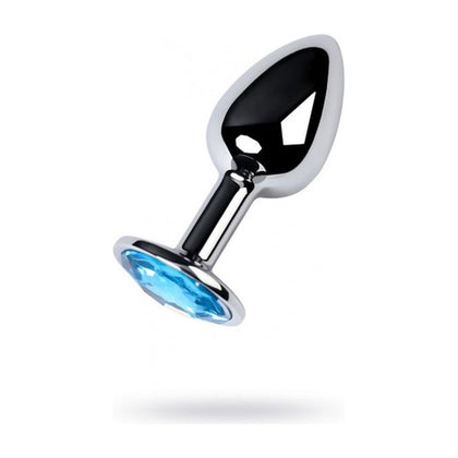 Sensual Pleasures Silver Metal Anal Plug with Topaz Crystal - Model SP-001: A Captivating Delight for Alluring Backdoor Adventures in Blue - Adult Naughty Store