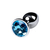 Sensual Pleasures Silver Metal Anal Plug with Topaz Crystal - Model SP-001: A Captivating Delight for Alluring Backdoor Adventures in Blue - Adult Naughty Store