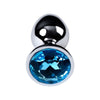 Sensual Pleasures Silver Metal Anal Plug with Topaz Crystal - Model SP-001: A Captivating Delight for Alluring Backdoor Adventures in Blue - Adult Naughty Store