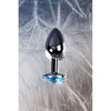 Sensual Pleasures Silver Metal Anal Plug with Topaz Crystal - Model SP-001: A Captivating Delight for Alluring Backdoor Adventures in Blue - Adult Naughty Store