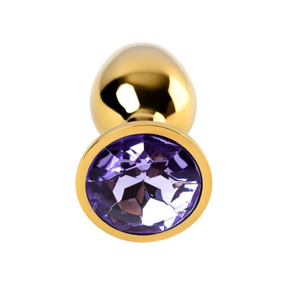 Introducing the Opulent Pleasures Luxury Gold Metal Anal Plug with Amethyst Crystal - Model G1 - Unisex - Lavish Gold - For Exquisite Sensual Stimulation - Adult Naughty Store