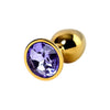 Introducing the Opulent Pleasures Luxury Gold Metal Anal Plug with Amethyst Crystal - Model G1 - Unisex - Lavish Gold - For Exquisite Sensual Stimulation - Adult Naughty Store