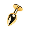 Introducing the Opulent Pleasures Luxe Gold Metal Anal Plug with Black Tourmaline Gem - Model X567: Unleash Your Sensual Desires - Adult Naughty Store