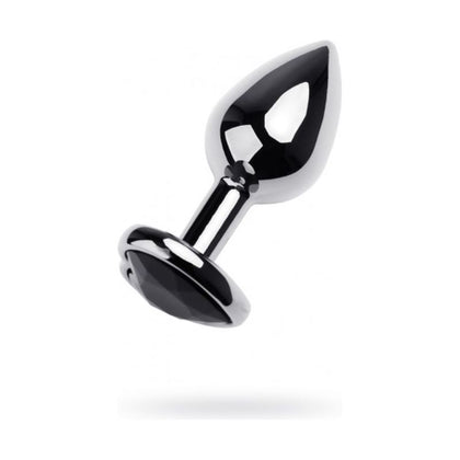 Sensual Pleasures Silver Metal Anal Plug with Black Tourmaline Gem - The Ultimate Pleasure Enhancer for All Genders, Intimate Bliss in Luxurious Silver - Adult Naughty Store