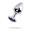 Introducing the Luxe Pleasures Silver Metal Anal Plug with Amethyst Crystal - Model M-AP001 - Unisex Anal Toy for Sensual Delights - Lavish Amethyst - Adult Naughty Store