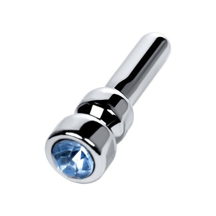 Intimate Pleasures: Sapphire Rhinestone Silver Metal Urethral Plug - Model SPU-001 - For Him - Mesmerizing Blue - Adult Naughty Store