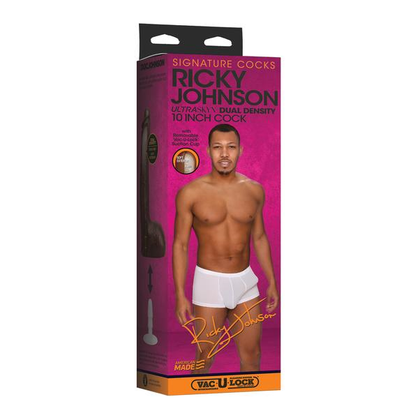 Signature Cocks - Ricky Johnson 10 Inch ULTRASKYN Cock with Removable Suction Cup - Realistic Male Pleasure Toy - Model RJ-10 - For Men - Lifelike Feel - Veined Texture - Ebony
