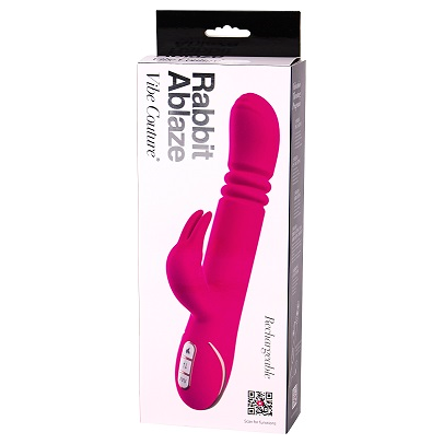 Vibe Couture Rabbit Ablaze Pink - The Ultimate Dual Layer Silicone Rechargeable Rabbit Vibrator for Intense Clitoral Stimulation - Model VR-200 - Women's Pleasure Toy