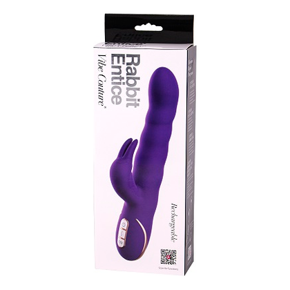 Vibe Couture Rabbit Entice Purple - Powerful Dual Layer Silicone Rechargeable Clitoral Stimulator - Model VR-12 - Women's Intense Pleasure Toy for Bath and Shower Play