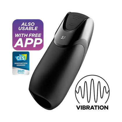 Satisfyer Men Vibration+ - Powerful Vibrating Masturbator for Intense Pleasure - Model V+2021 - Designed for Men - Stimulates the Tip of the Penis - Sleek Black