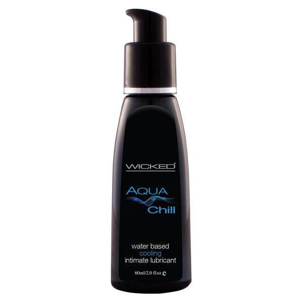 Wicked Aqua Chill Water-Based Lubricant - Cooling Sensation for Intense Pleasure - Gender-Neutral - Peppermint & Ginger Infused - Long-Lasting - Vegan - Paraben-Free - Safe for All Toys - 2 fl oz (60ml) - Blue