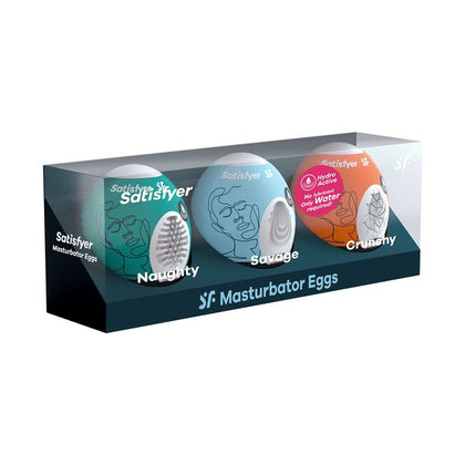 Satisfyer Masturbator Eggs - Mixed 3 Pack #2: Compact Cyber-Skin Pleasure Enhancers for On-the-Go Stimulation - Male/Female - Versatile Shapes - Sensational Pleasure - Vibrant Colors