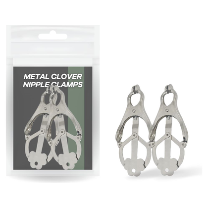 Metal Clover Nipple Clamps - Sensation-Enhancing BDSM Toy for Intense Pleasure - Model NC-880 - Unisex - Nipple Stimulation - Sleek Silver