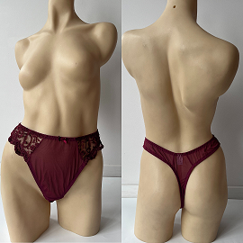 Introducing the Seductive Lace G-String Collection: Burgundy, Medium Size (20pc Bag) - Adult Naughty Store