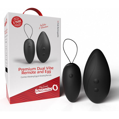 Screaming O Premium Dual Vibe Remote & Egg - Model DVT001 - Unisex Pleasure Kit - Black