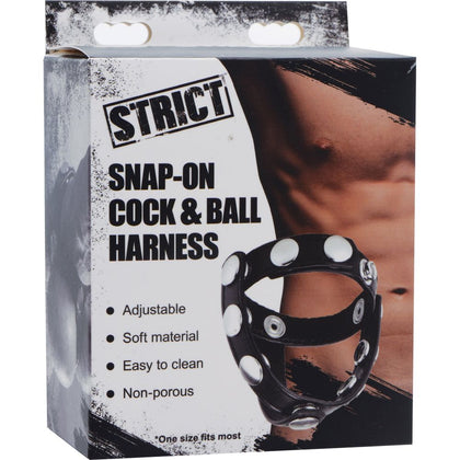 Introducing the Sensual Pleasure Snap-On Cock and Ball Harness: Model X69 for Men, Enhancing Sensation in Black