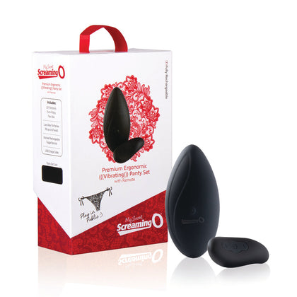 Screaming O Premium Ergonomic 20-Function Rechargeable Remote Control Vibrating Panty Set - My Secret Screaming O Panty Vibe 817483014222 - Female - Clitoral and G-spot Stimulation - Black - Adult Naughty Store