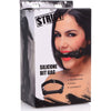 SensualSilk Silicone Bit Gag - Model SSG-001: The Ultimate Pleasure Enhancer for Submissive Play - Unleash Your Desires with the Seductive Red Leather-like Design