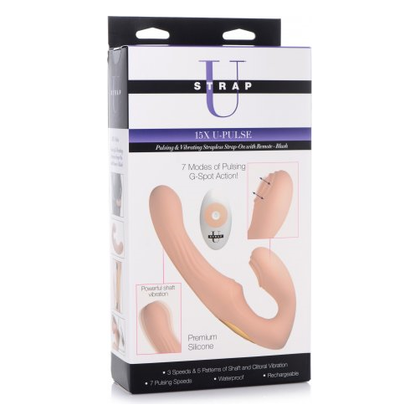 Strap U U-Pulse 15X Pulse & Vibe Strapless Strap-on with Remote - Blush