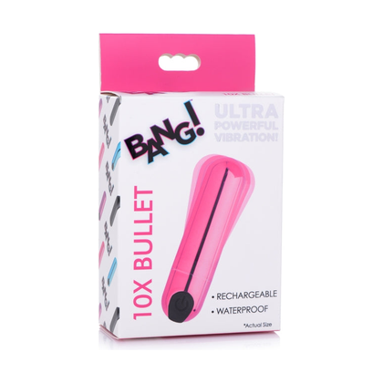 Bang! 10X Rechargeable Vibrating Metallic Bullet - Pink - Adult Naughty Store