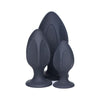 Introducing the Luxurious Sensual Pleasures Triple Juicers Silicone Anal Plug Set - Model XYZ567: Unisex Backdoor Delights in Midnight Black - Adult Naughty Store