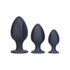 Introducing the Luxurious Sensual Pleasures Triple Juicers Silicone Anal Plug Set - Model XYZ567: Unisex Backdoor Delights in Midnight Black - Adult Naughty Store