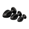 Introducing the Luxurious Sensual Pleasures Triple Juicers Silicone Anal Plug Set - Model XYZ567: Unisex Backdoor Delights in Midnight Black - Adult Naughty Store